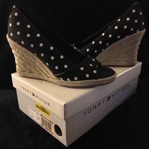 🌷Polka Dot Peep Toe Wedge Espadrilles